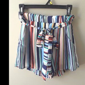 Fab'rik Flowy Striped Shorts with Waist Tie Size Small